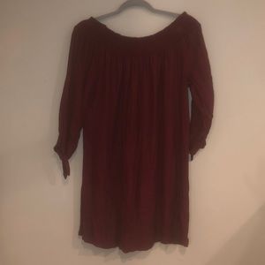 Mudpie burgundy off the shoulder long sleeve dress